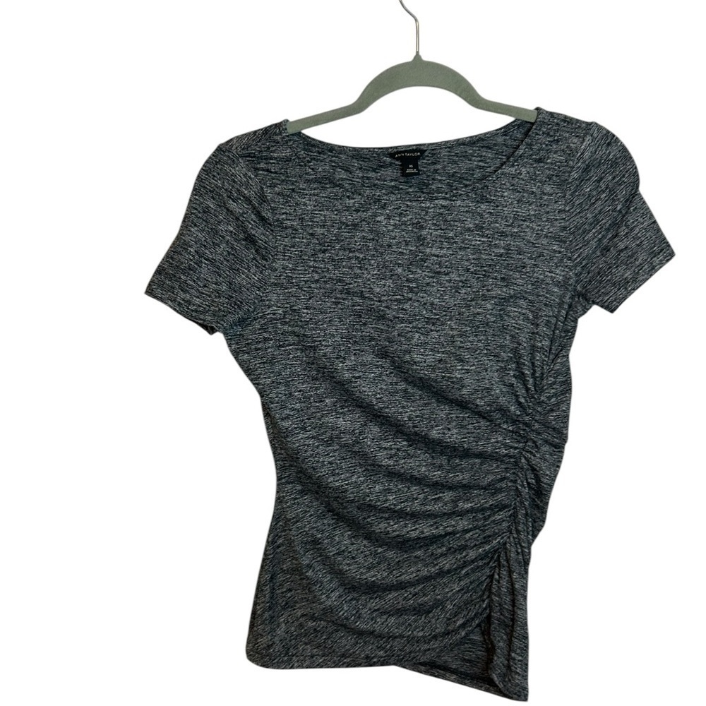 Ann Taylor Heathered Gray Ruched Tee